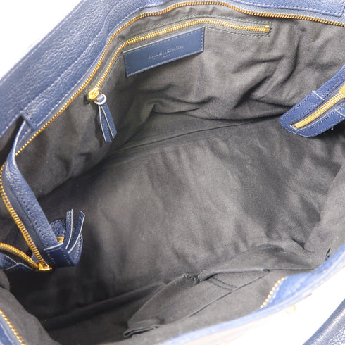 BALENCIAGA GHW Part Time 2 Way Shoulder Handbag 390159 Calfskin Leather Navy