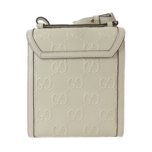 GUCCI GG SHW Shoulder Bag Calfskin Leather White