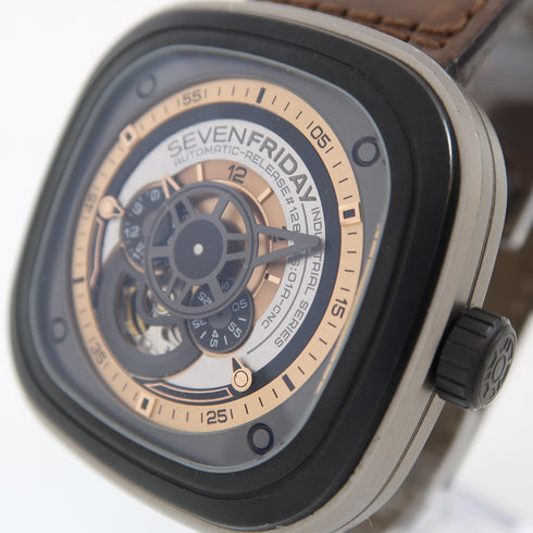 Sevenfriday P2-1 Automatic Watch SF-P2/01 Stainless Steel/Leather Grey