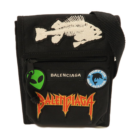 BALENCIAGA Shoulder Bag Canvas 655982 Black/Multicolor