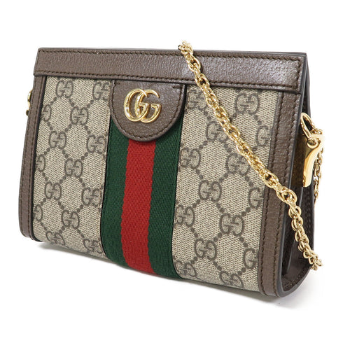 GUCCI GG GHW Ophidia GG Chain Shoulder Bag 602676 Coated Canvas Brown