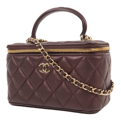 CHANEL CC GHW Vanity Case 2 Way Shoulder Bag AP2199 Lambskin Leather