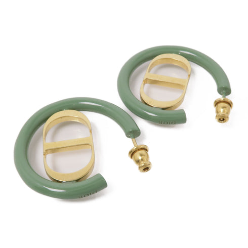 Christian Dior CD Earrings Metal/PVC Green/Gold