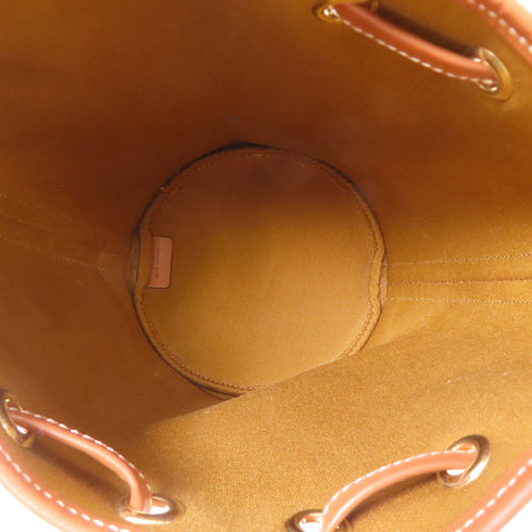 CELINE GHW Drawstring Bag Shoulder Crossbody Bag PVC Coated Canvas Brown