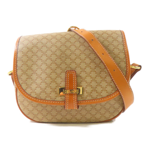 CELINE GHW Shoulder Bag Crossbody Coated Canvas Brown