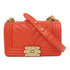 CHANEL Herringbone CC GHW Boy Chanel Chain Shoulder Bag Lambskin Leather Red