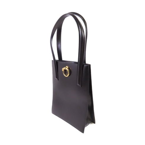 CARTIER GHW Tote Bag Shoulder Bag Calfskin Leather Black