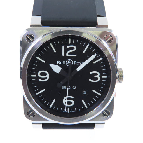 Bell & Ross Automatic Watch Rubber Belt Stainless Steel BR03-92-S Black