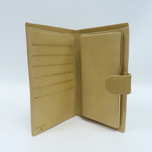 CHANEL CC GHW Long Wallet Caviar Leather Beige