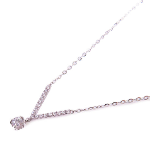 Jewelry 0.102ct/0.080ct Diamond Necklace 18K White Gold