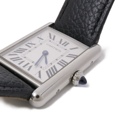 CARTIER Tank Must WSTA0041 Quartz Watch Stainless Steel/Leather Belt White