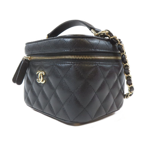 CHANEL Quilted CC GHW Chain Shoulder 2 Way Bag Leather Black