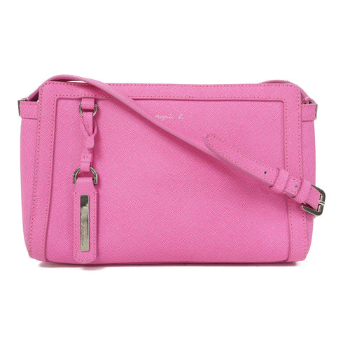 Agnes b SHW Shoulder Bag Calfskin Leather Pink