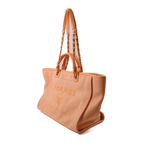 CHANEL CC GHW Deauville 2 Way Shoulder Tote Bag Canvas