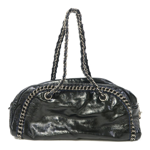 CHANEL CC SHW Chain Shoulder Bag Enamel Black