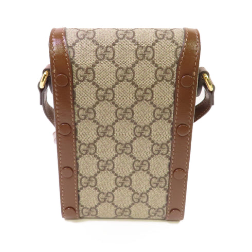 GUCCI GG GHW Horsebit Mini Shoulder Bag Crossbody Coated Canvas 625615 Brown