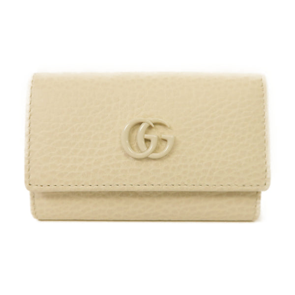 GUCCI GG Marmont Key Holder Case 456118 Calfskin Leather White