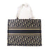 Christian Dior CD Book Tote Medium Handbag Tote Bag Canvas Blue Beige