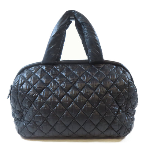 CHANEL Quilted CC SHW Coco Cocoon Shoulder Tote Bag Handbag Nylon Black