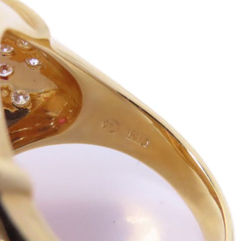 Fine Jewelry Pearl 0.32ct Diamond Ring US#5.75 18K Yellow Gold