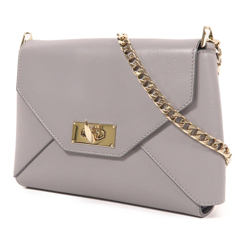 GIVENCHY GHW Chain Shoulder Bag Lambskin Leather Grey