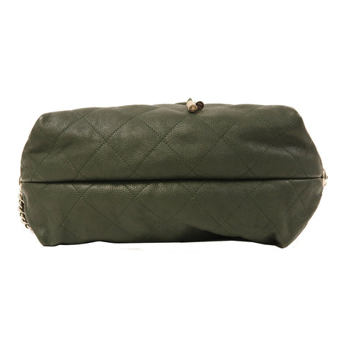 CHANEL CC SHW Backpack Rucksack Calfskin Leather Green