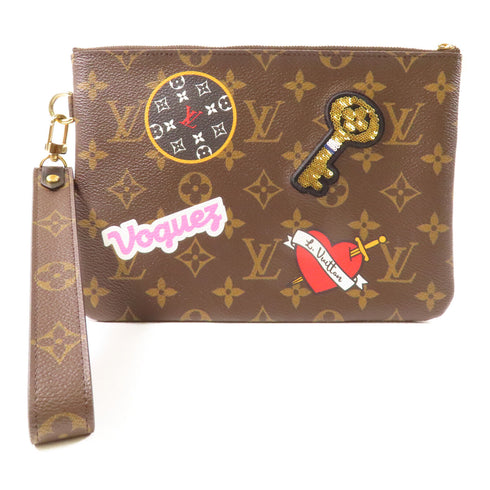 LOUIS VUITTON LV GHW Patches City Clutch M63447 Monogram Brown