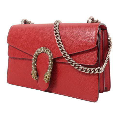 GUCCI GG Chain Shoulder Bag 400249 Calfskin Leather Red