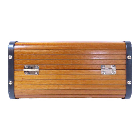 CHANEL CC SHW 1995 Logo Wooden Bag Vanity Case Handbag Wood Brown