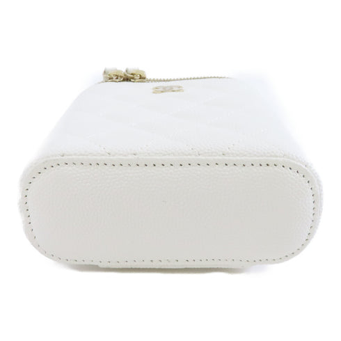 CHANEL Quilted CC GHW Chain Shoulder Bag Caviar Leather White v1