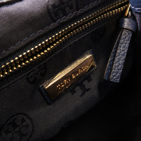 Tory Burch TB GHW Backpack Rucksack Calfskin Leather Blue