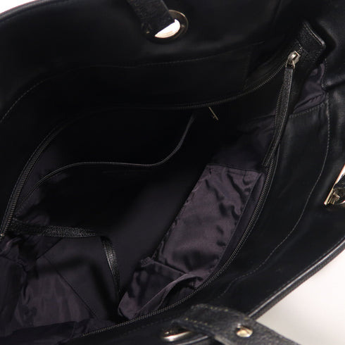 CHANEL Quilted CC SHW Blarritz Tote MM Tote Bag Coated Canvas Black