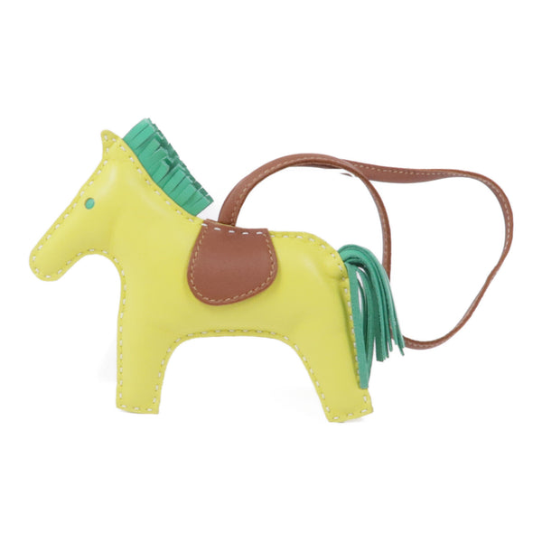 HERMES Rodeo MM Charm Veau Swift Leather Yellow Green Brown