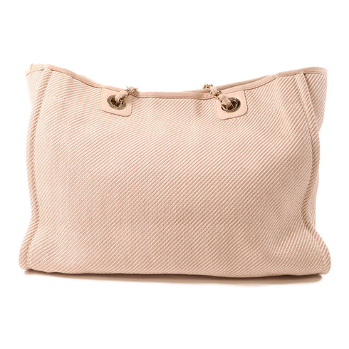 CHANEL CC GHW Deauville Tote Bag Shoulder Bag Canvas Pink