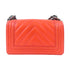 CHANEL Herringbone CC SHW Boy Chanel Chain Shoulder Bag Calfskin Leather Orange