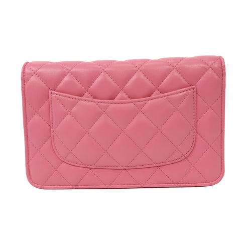 CHANEL Quilted CC GHW SHW Chain Shoulder Bag Lambskin Leather Pink