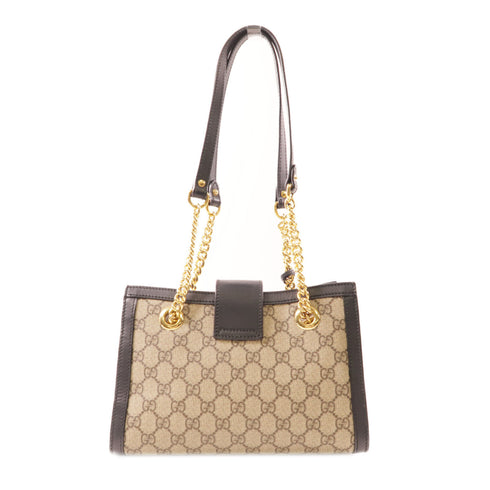 GUCCI GG GHW Padlock Shoulder Bag 498156 Coated Canvas Brown/Black