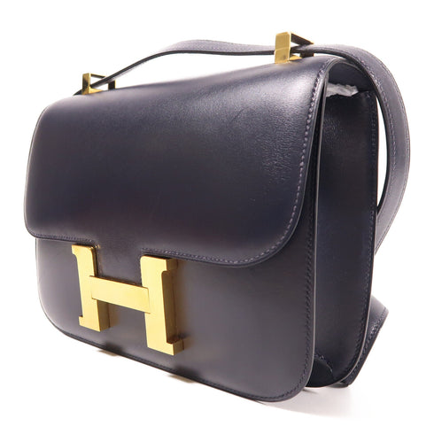 HERMES GHW Constance 24 Shoulder Bag Epsom Leather 2Z Bleu Nuit/Navy