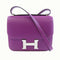 HERMES PHW Constance Mini Shoulder Bag Evercolor Leather Anemone Purple