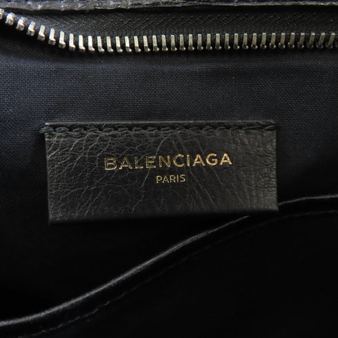 BALENCIAGA SHW Clutch Bag Pouch Calfskin Leather Black