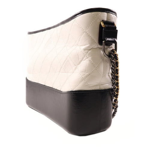 CHANEL CC Gabrielle Chain Shoulder Bag A93824 Calfskin Leather White/Black