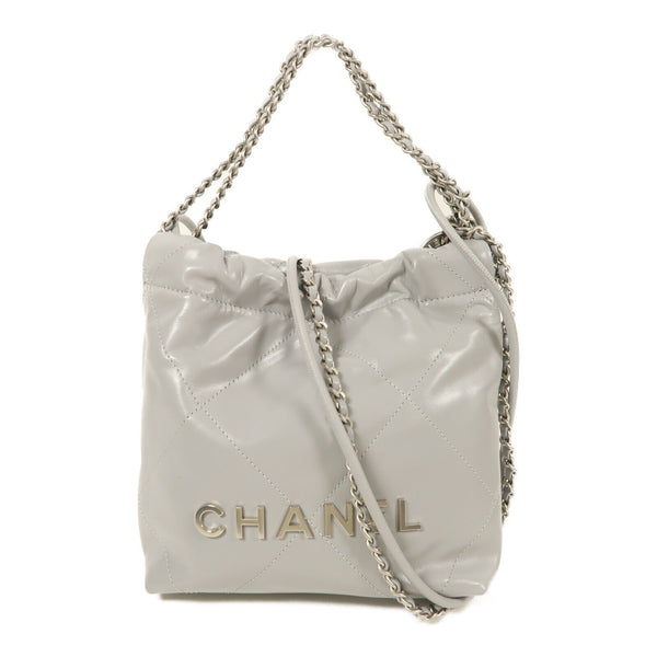 CHANEL CC SHW Mini Chanel 22 2 Way Shoulder Handbag AS3980 Lambskin Leather Gray