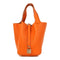 HERMES PHW Picotin PM Hand Bag/Bucket Tote Bag Clemence Leather Feu