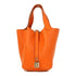 HERMES PHW Picotin PM Hand Bag/Bucket Tote Bag Clemence Leather Feu