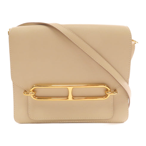 HERMES GHW Roulis 23 Shoulder Bag Evercolor Leather Beton