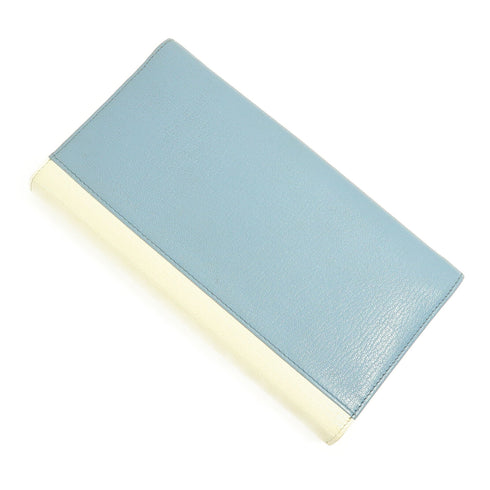Miu Miu GHW Long Wallet Calfskin Leather Blue White