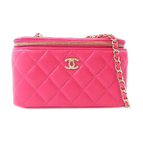 CHANEL Quilted CC GHW Vanity Bag With Chain Shoulder Bag AP2199 Lambskin Magenta