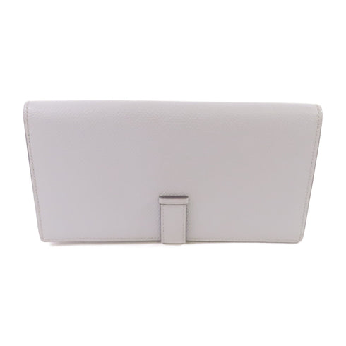 HERMES GHW Bearn W Snap Long Wallet Epsom Leather Y7 Bleu Orage Light-Blue