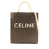 CELINE GHW Cabas Triomphe 2 Way Shoulder Bag PVC Coated Canvas Brown/White