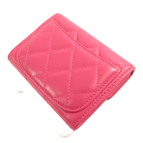 CHANEL CC SHW Card Case Purse Lambskin Leather Pink